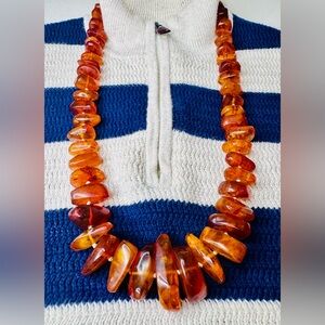 Vintage Baltic Amber Collector Grade 113g/40mm Honey Cognac 28” Slab Necklace